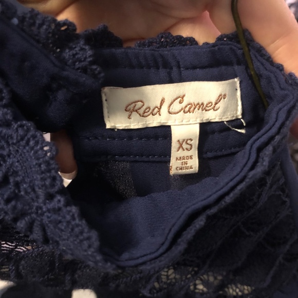 Women’s Navy Blue Dressy Blouse with Lace Inserts XS - Picture 5 of 5